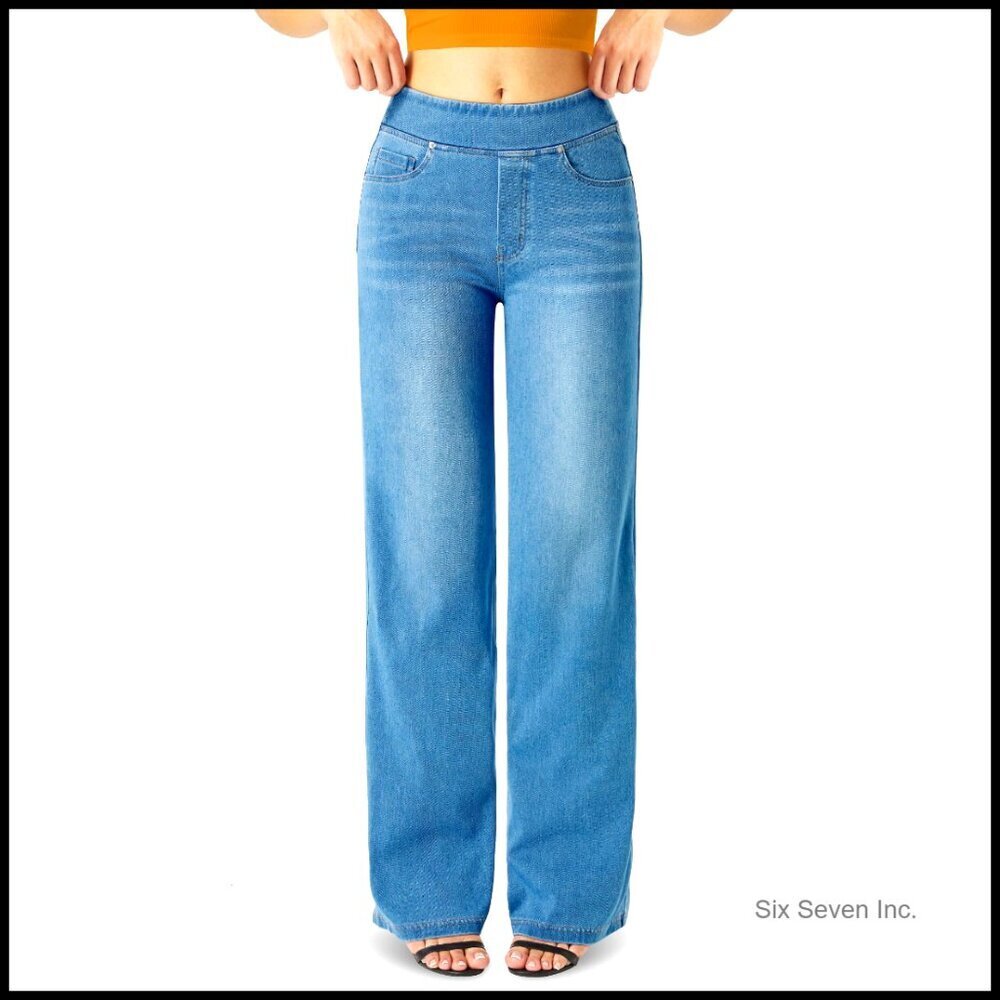 High Waisted Wide Leg Jeans Stretch Knit Denim Baggy Boyfriend Fit Y2K